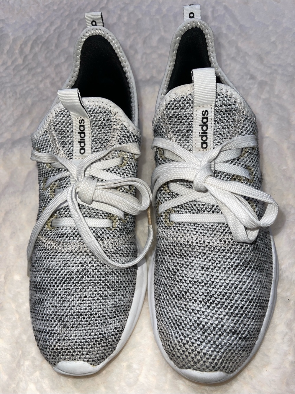 Adidas Cloudfoam Lightweight Knit Sneakers in Black and White